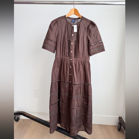 GAP Dresses & Skirts - NWT Gap Brown Inset Lace Maxi Dress SS Crochet Style FA22 (S) Boho Festival
